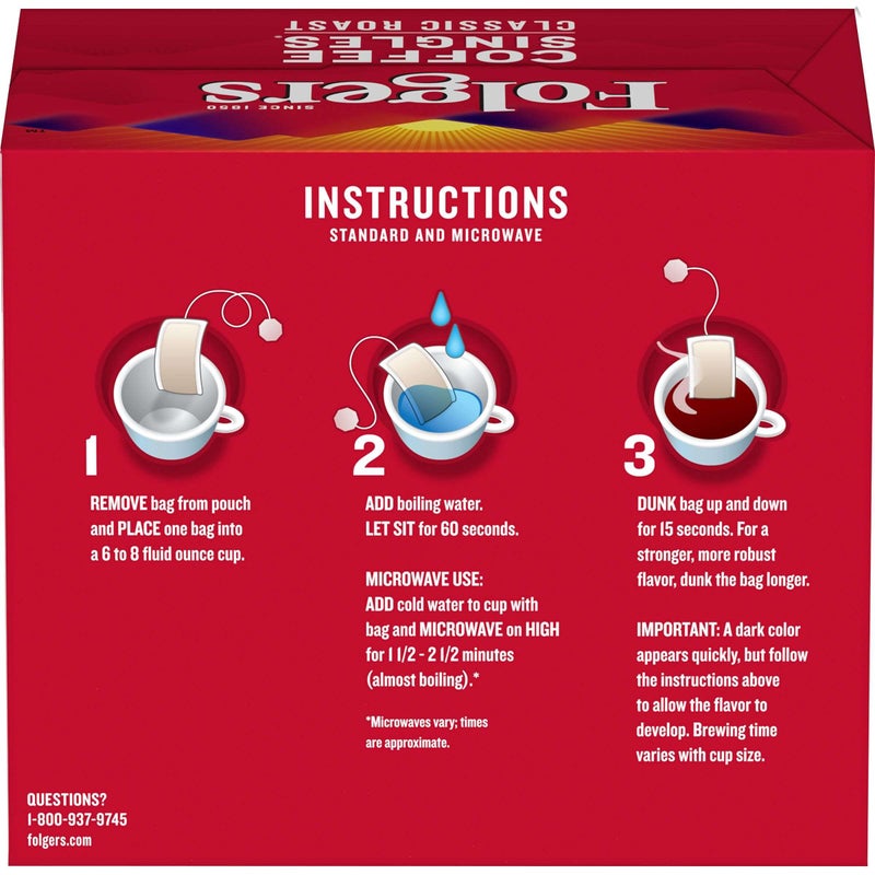 Folgers Coffee Singles Classic Roast-19 Coffee Bags - Image 3